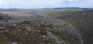 looking towards Long Tarns, with the Pine forests where we camped on the right. Fisher River Valley in bottom right